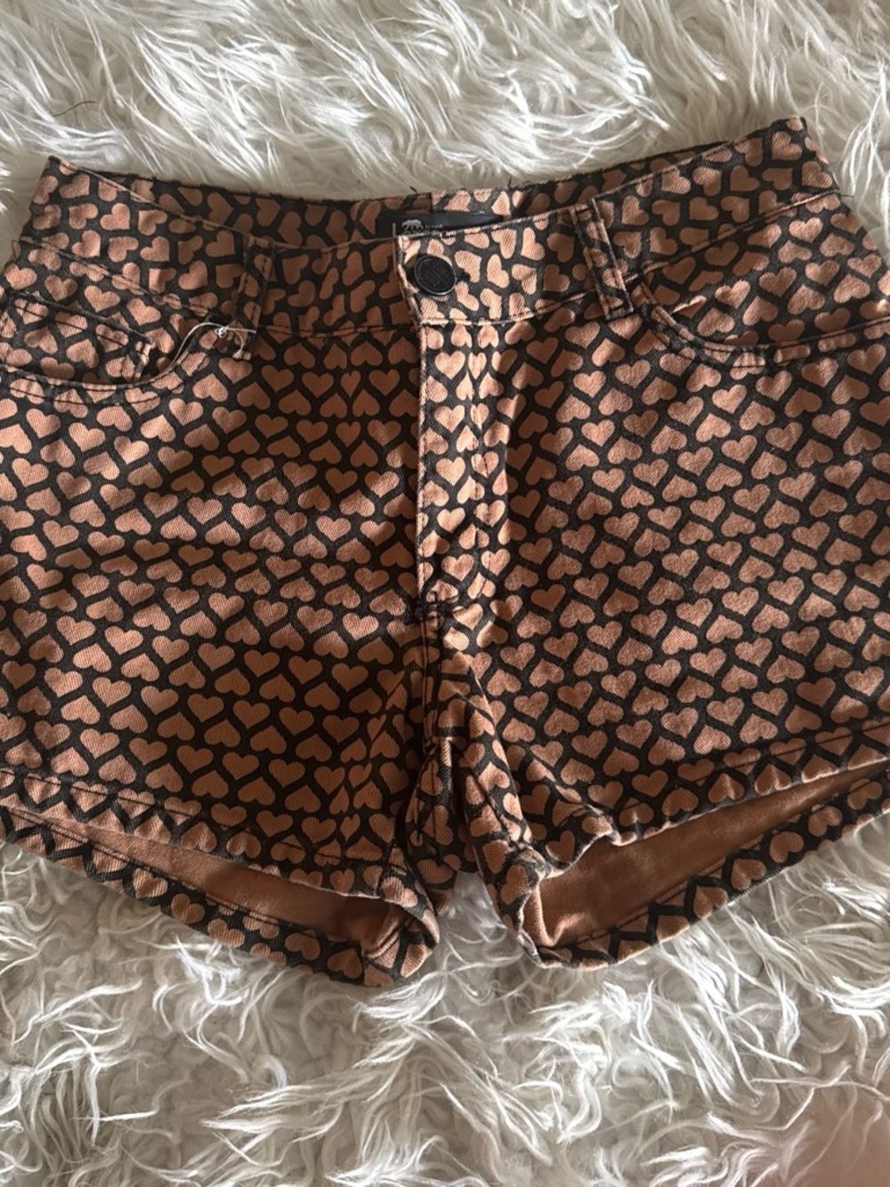 Women's Lorsa Brand Heart-Print Jean Shorts 28 Waist